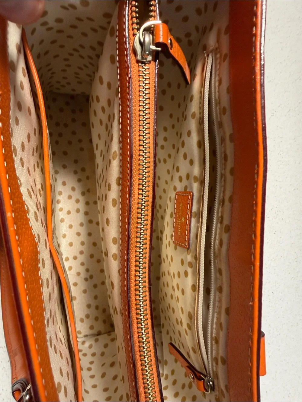 kate spade Orange Pebbled Leather Double-Handle Shoulder Bag